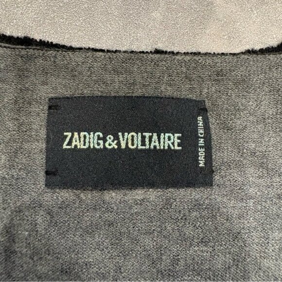 ZADIG   VOLTAIRE Cashmere Lizzy Black Grey Sweater Size Medium - Picture 5 of 6